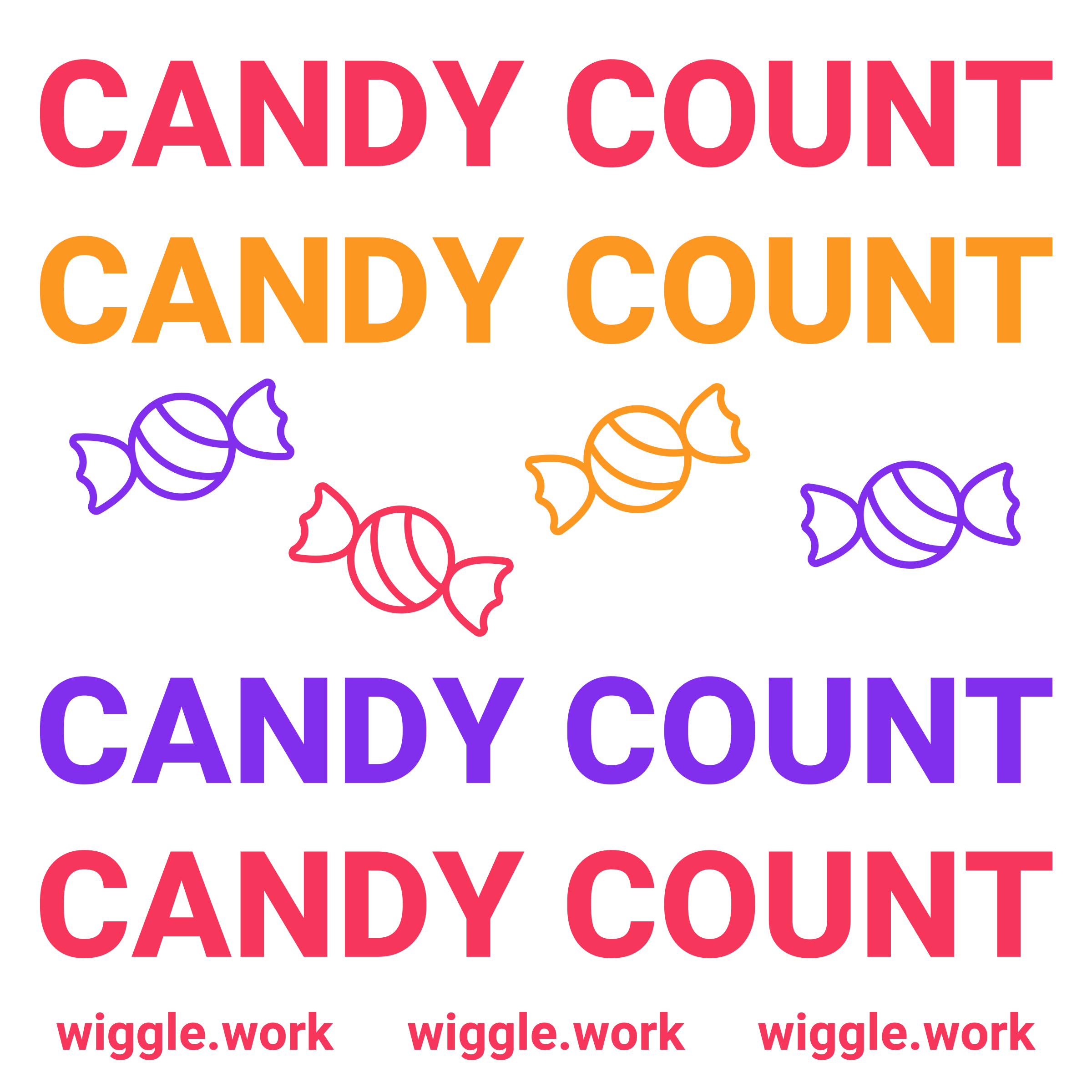 Colorful Candy Count text with candy icons